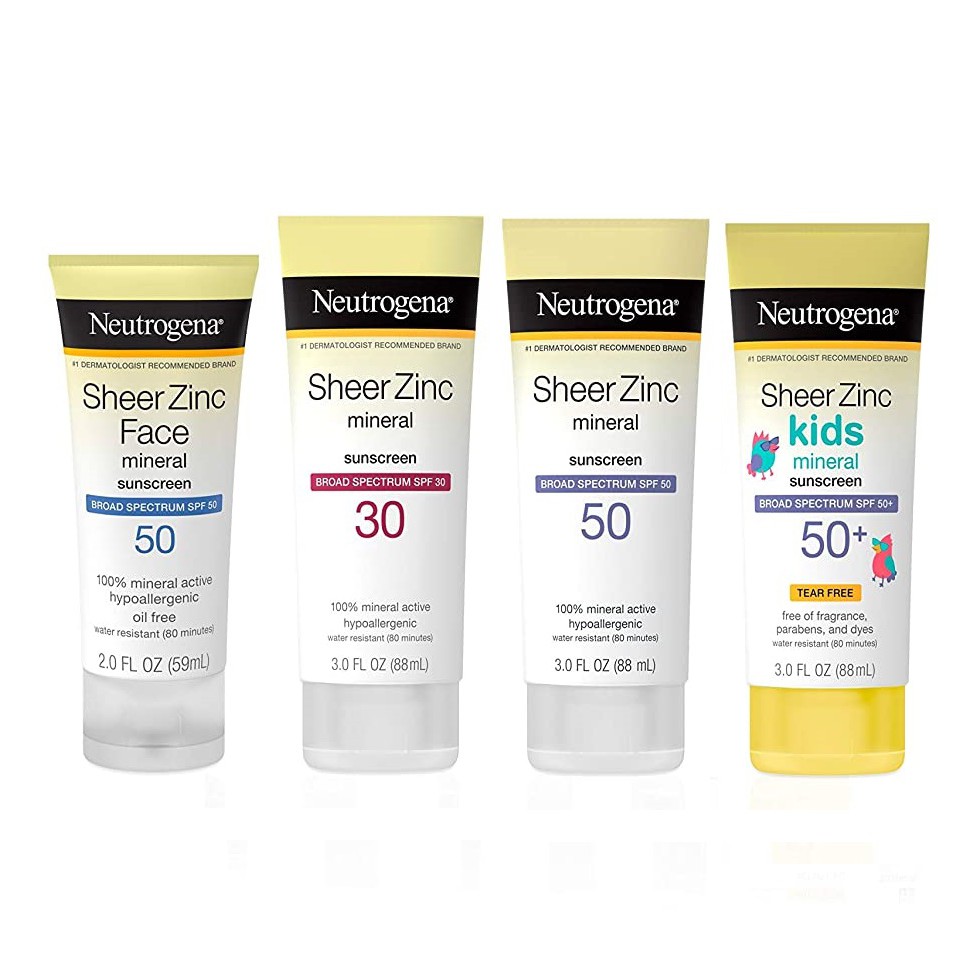 Neutrogena Sheer Zinc Oxide DryTouch Adult Kids Face Body Sunscreen