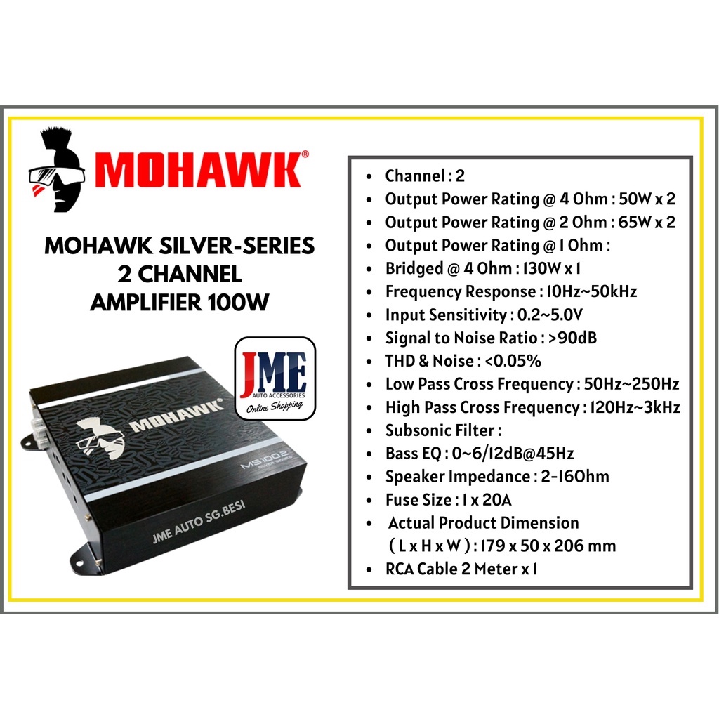 [JME AUTO] MOHAWK SERIES (2 CHANNEL / 4 CHANNEL / MONOBLOCK) AMPLIFIER ...