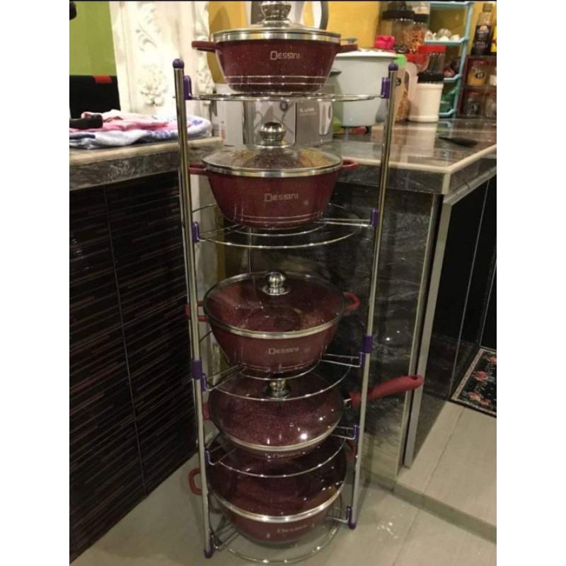 Hot 5 Tier Rak Periuk Dessini Vision Uakeen Rak Bertingkat Stainless Steel Kitchen Rack High Quality Pan Tree Ikea Rack Shopee Malaysia