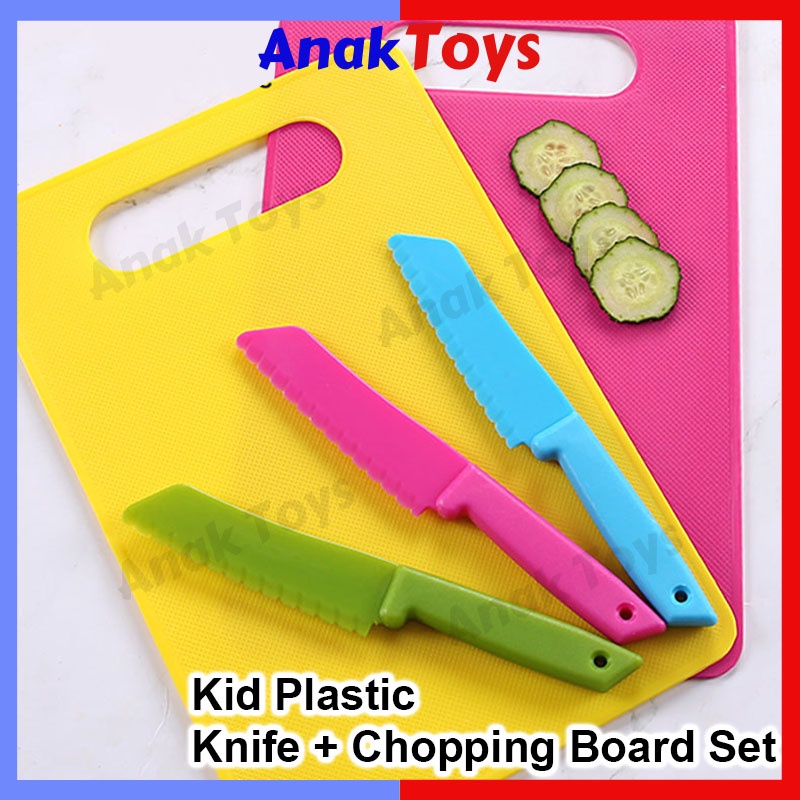 Baby PP Fruit Kids Knife Chopping Board Portable Vegetable Knife Set Educational Toys 宝宝塑料水果刀案板便携蔬菜刀套装益智玩具 A872