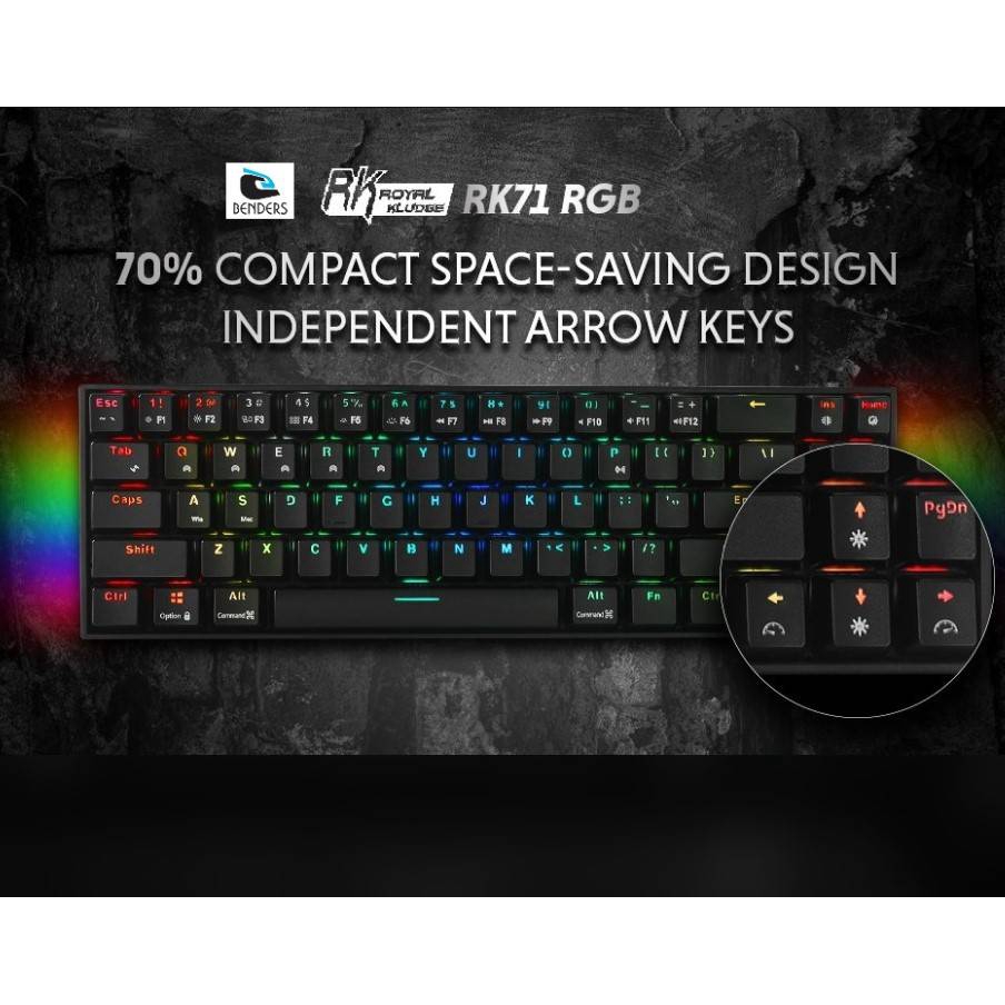 Royal Kludge RK71 Mechanical Gaming Keyboard 71Keys Small bluetooth 3.0 Wireless USB Dual Mode