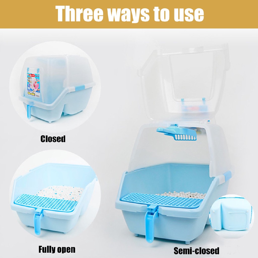 Sl Pet Cat Toilet Litter Pan Box Tray House Kitten Hooded Flap