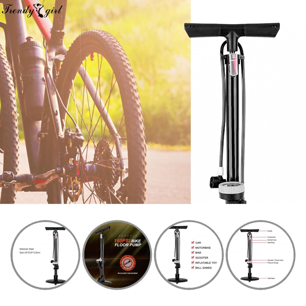 [TREA Stock] Streamline Handle Tire Inflator Stable Base High Pressure  Steel Tire Inflator High Pressure for MTB