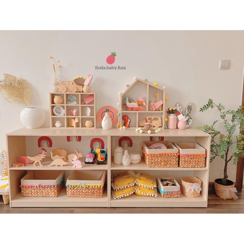 Toy Shelf Montessori For Children To, Large White Wooden Montessori Bookcase Dollhouse Toy Storage Bench