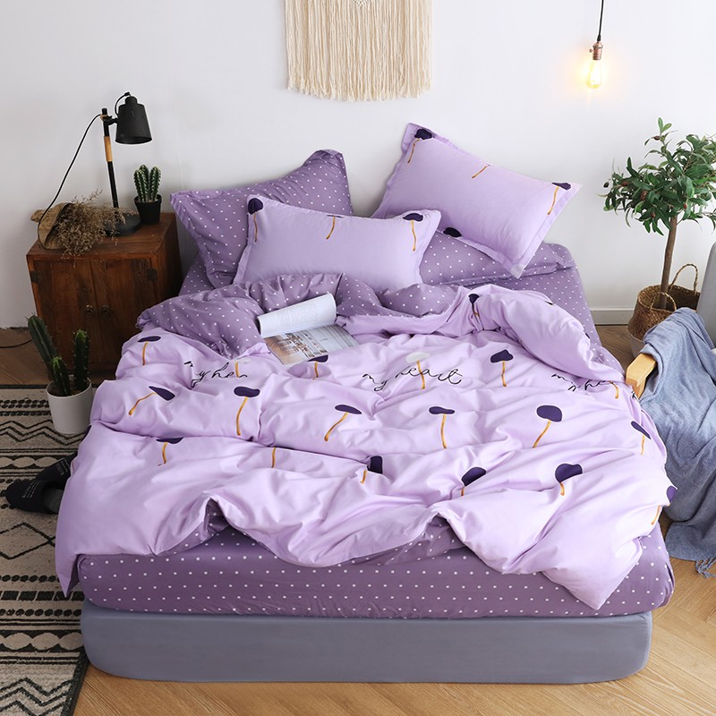 Zl1931 Purple Color Bedding Sets Duvet Cover Fitted Sheet