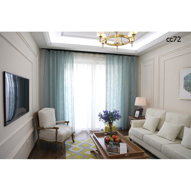 Fashionable Modern Simple Cotton And Linen Curtain Olive Green