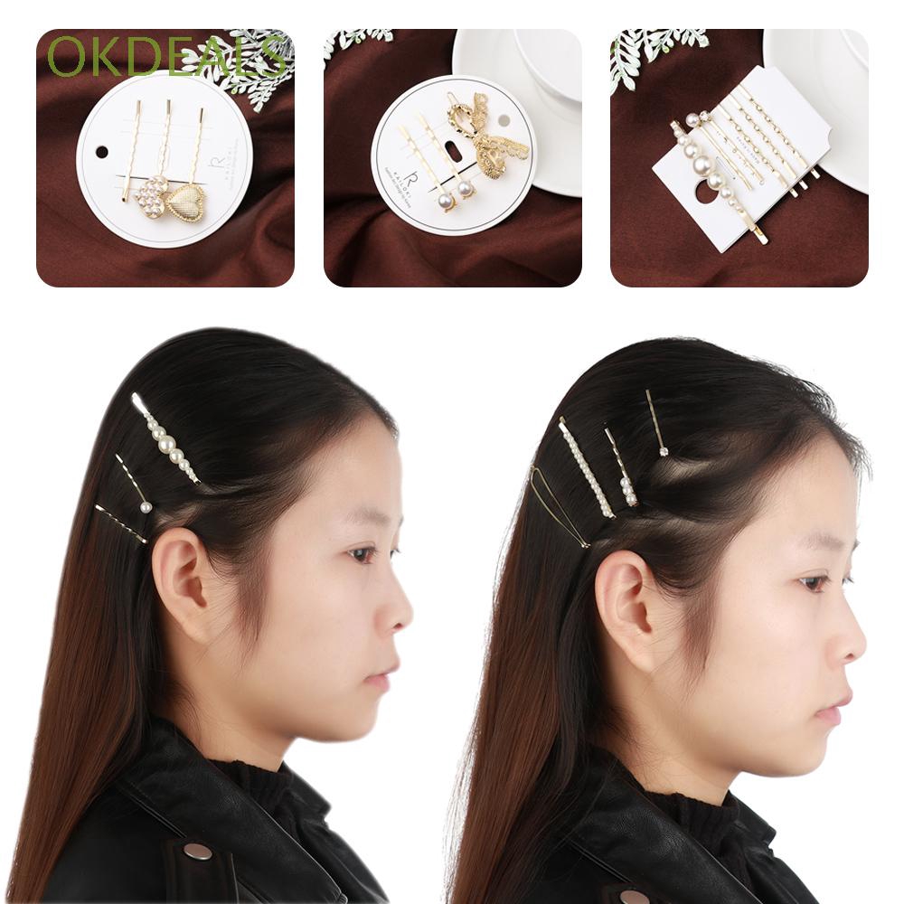 Okdeals Elegant Hollow Women Metal Hair Accessories Pearl Hair