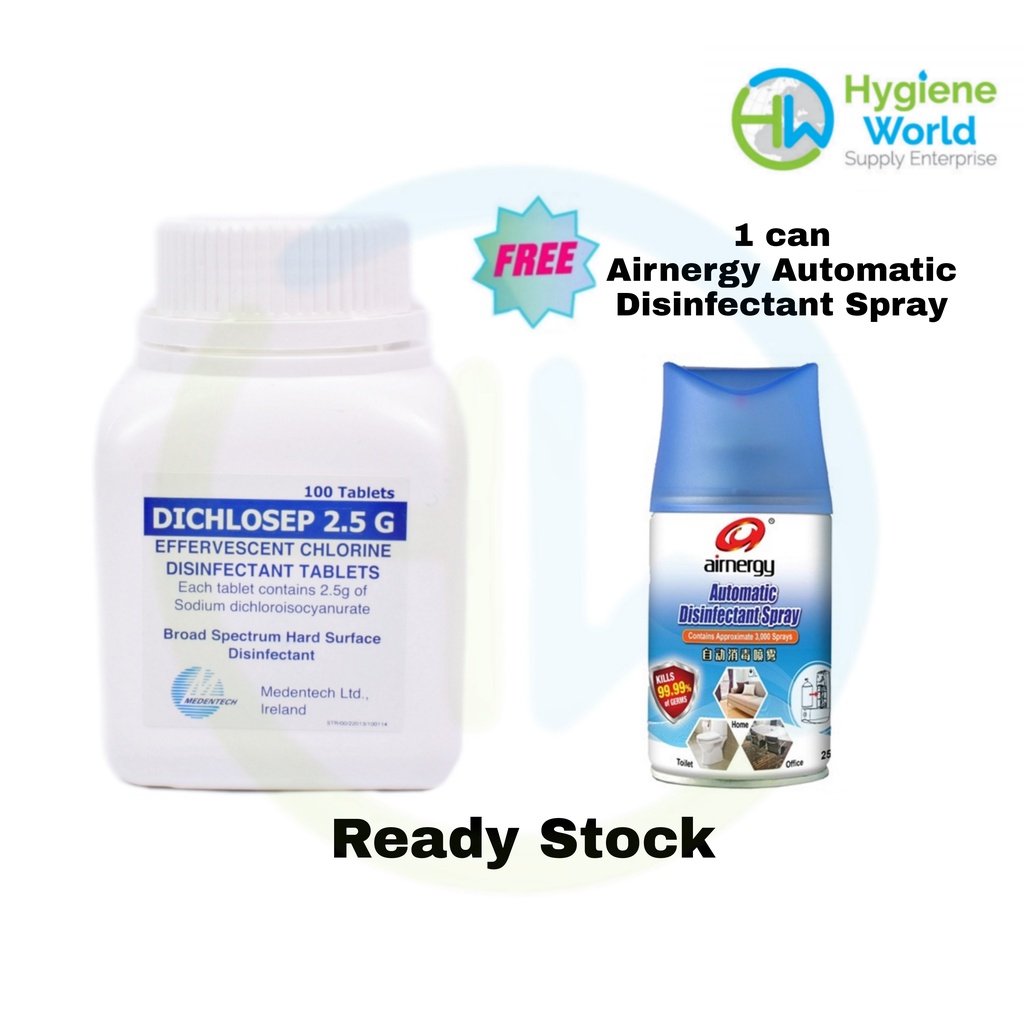 DICHLOSEP 2.5g Effervescent Chlorine Disinfectant Tablets + FREE 1 can