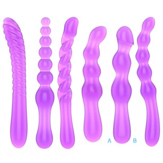 New~Purple Jelly Crystal Dildo Soft Anal Dildo G Spot Stimulation Massage Stick Beads Man/Woman Masturbator Long Dildo
