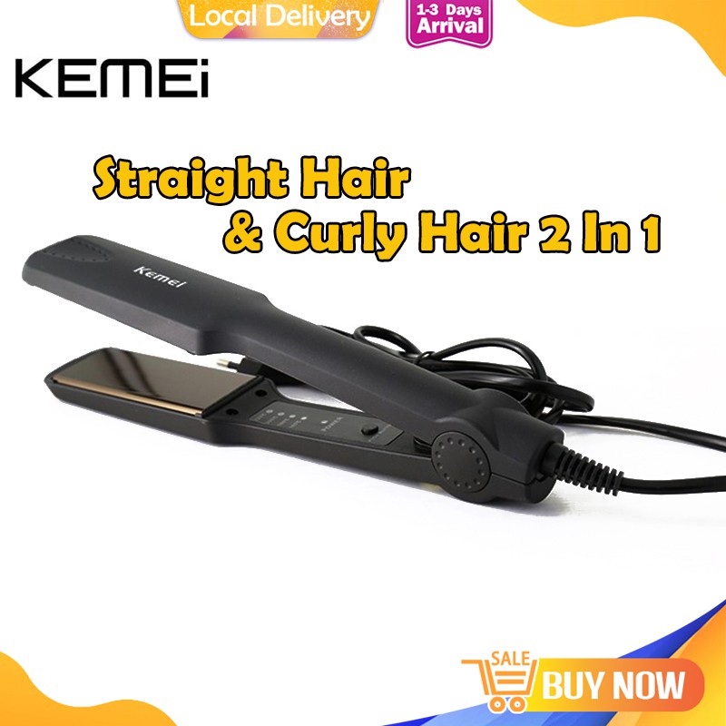 Kemei Hair Straightener Malaysia 2pin Plug Ceramic Professional 4 Anion Plate Perm Flat Iron Waver Curler Iron Pelurus Shopee Malaysia