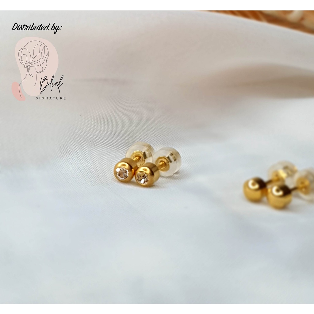 BLIEF PIN EARRING (GOLD PLATED)(4MM)