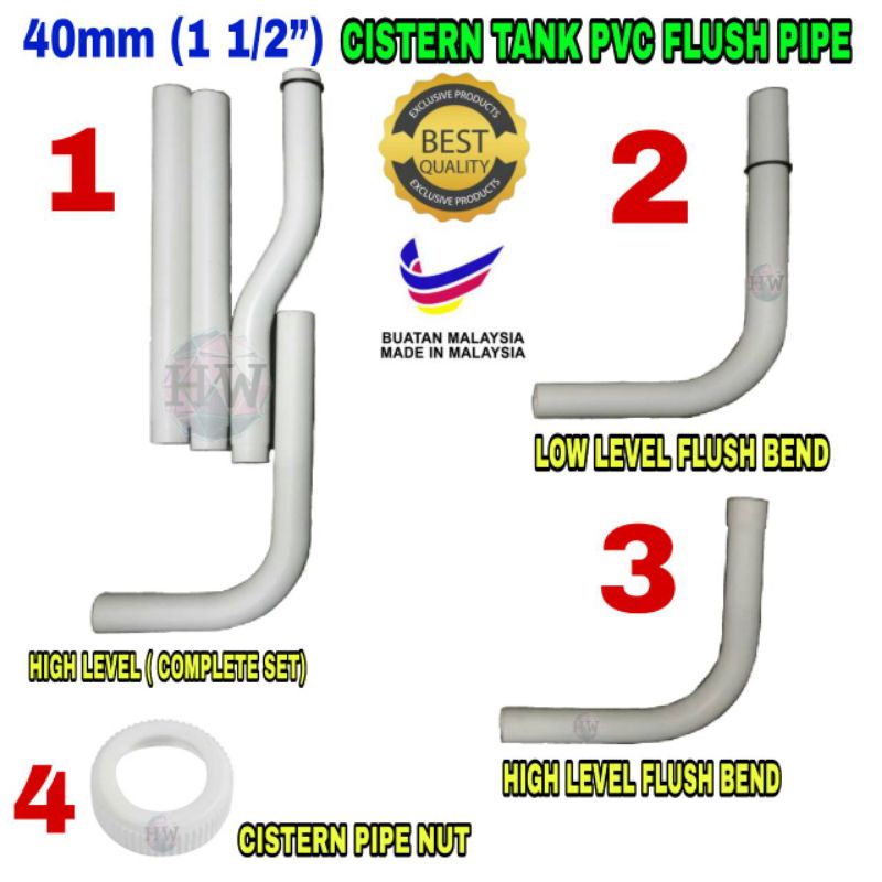 40mm (1 1/2") / 50mm (2") Cistern Tank PVC Flush Pipe / Cistern Pipe Nut High Quality Buatan Malaysia ✅