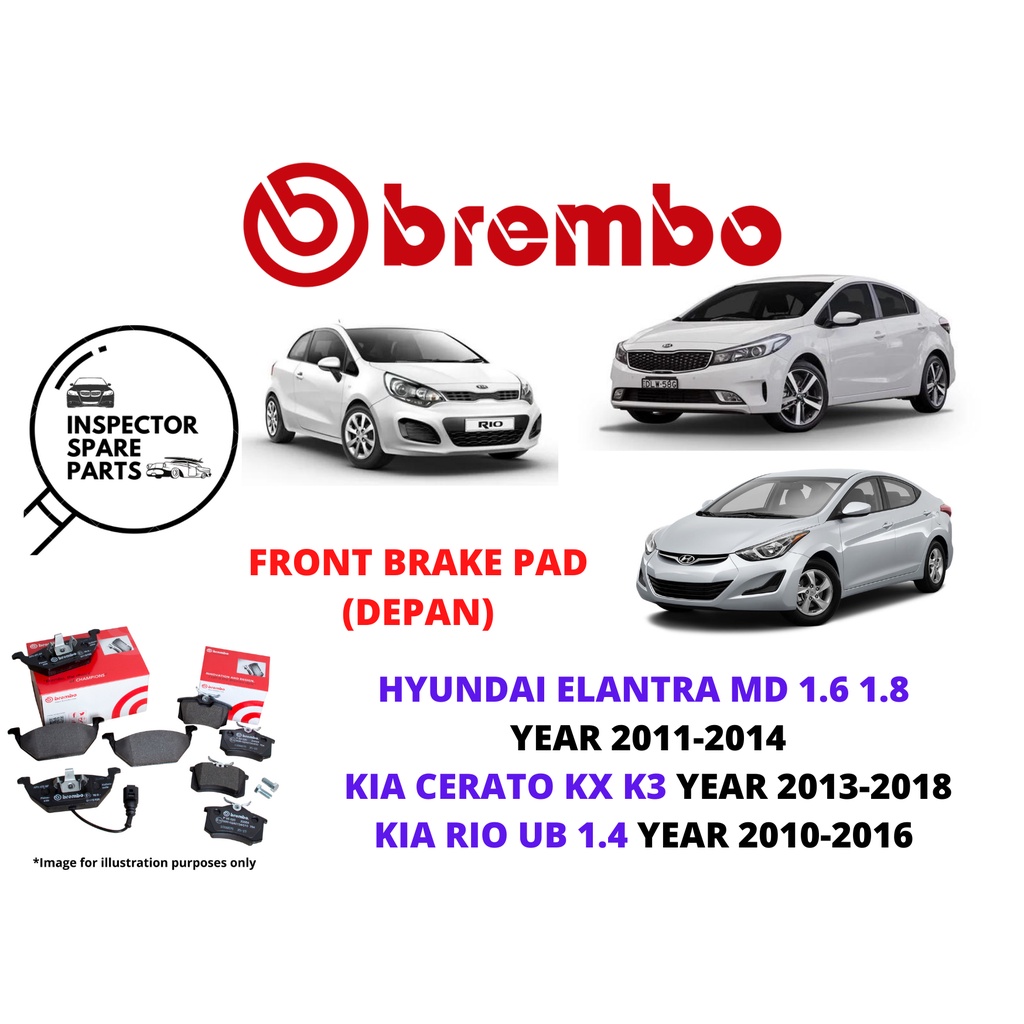 100 BREMBO HYUNDAI ELANTRA MD 1.6 1.8 KIA CERATO KX K3 KIA RIO UB