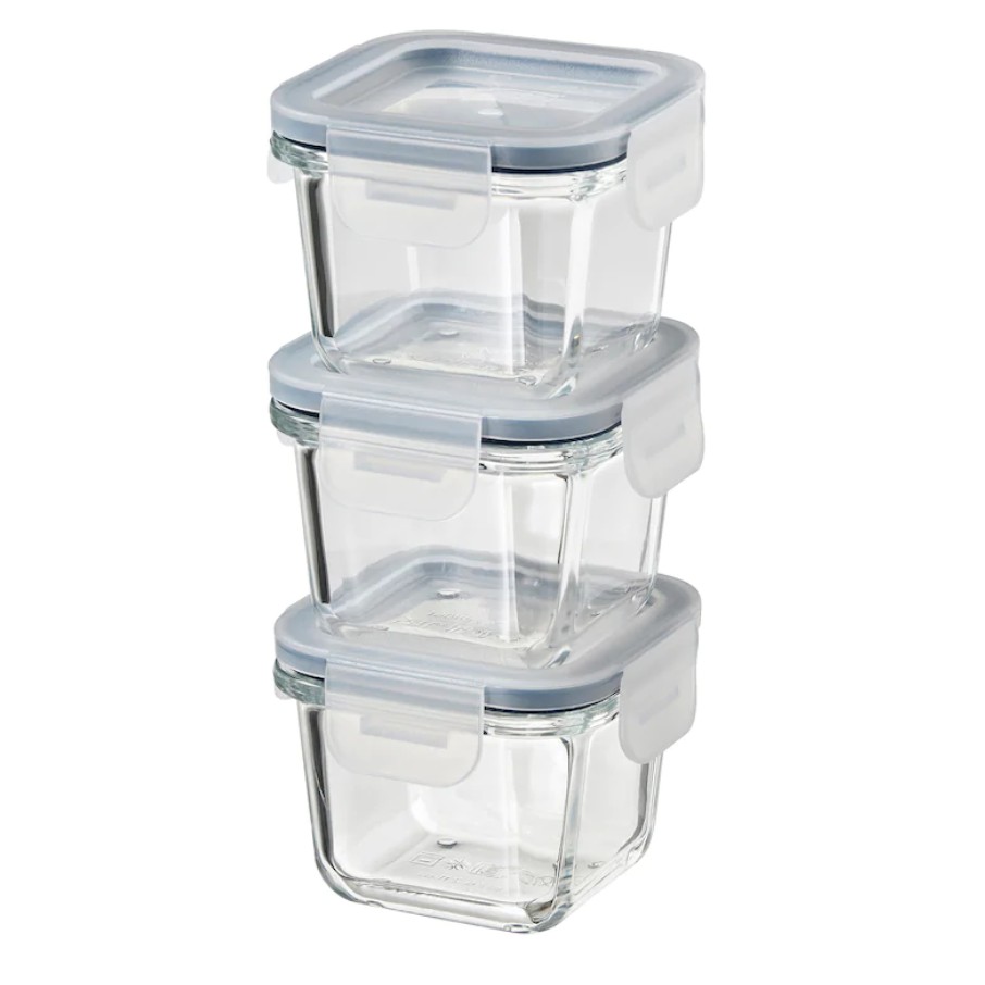 FOOD CONTAINER WITH LID SQUARE GLASS 180 ML BEKAS  KACA 