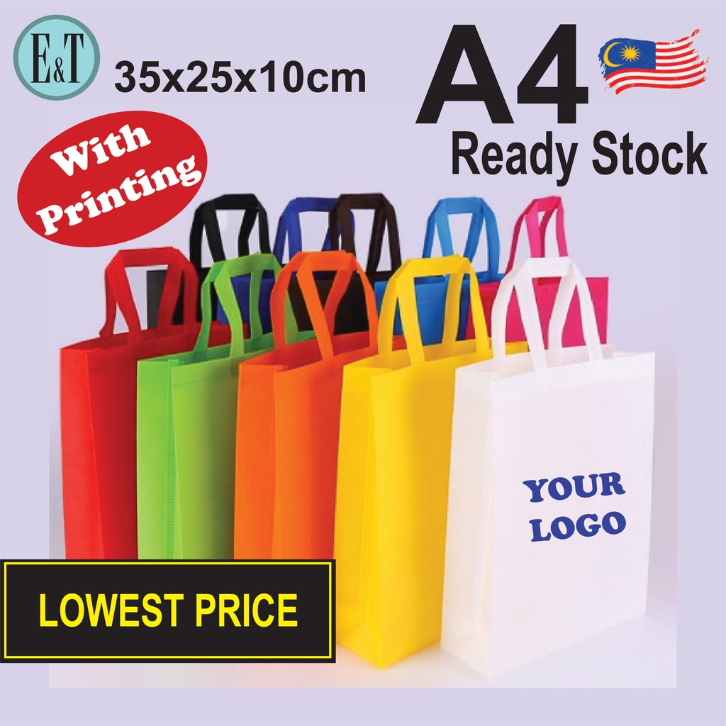 [SIAP PRINT] A4 Non Woven Bag A4 / Shopping Bag/ Eco Friendly/Reusable/Tote bag Custom Logo/Event