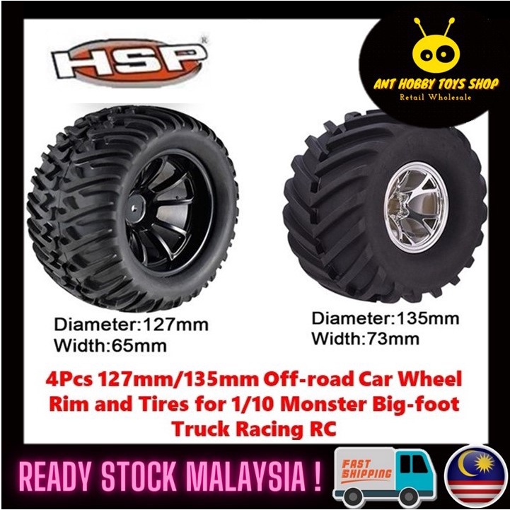 1/10 Truck Tyres 4pcs 127mm/135mm Off-road Truck Wheel Rim and Tires for all 1/10 Monster Truck