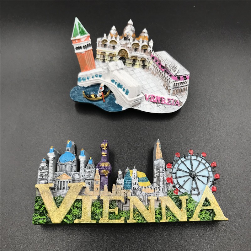 Refrigerator Magnetic Sticker Resin 3D Venice Vienna Tourist Travel Souvenirs