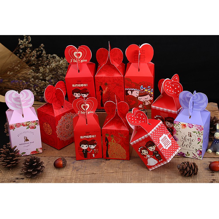 🇲🇾 Ready Stock 50pcs Chinese Wedding Candy Box Gift Doorgift Goodies ...