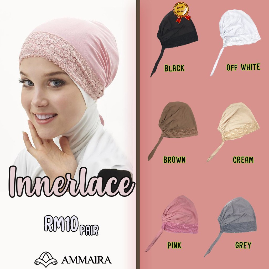 INNER CAP ANAK TUDUNG LACE MULTI COLOUR INNER SNOWCAP LACE ...