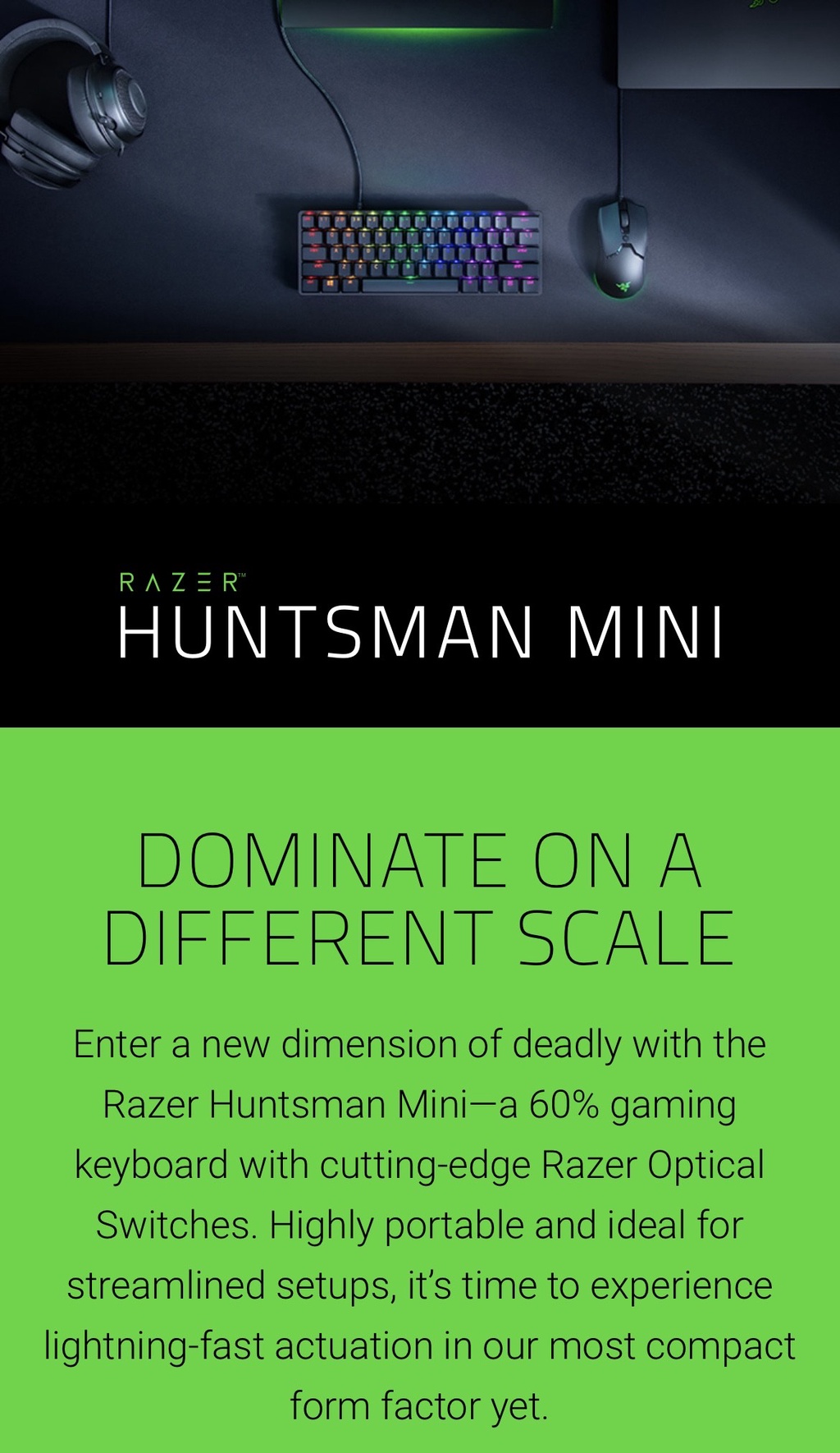 Razer Huntsman Mini - 60% Gaming Keyboard with Razer (Linear/Clicky Op —  Razer Flagship Store