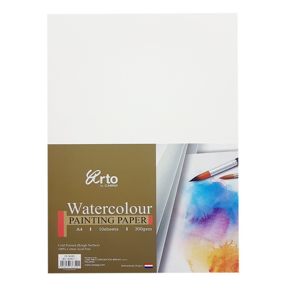 Campap Arto Watercolour A4 Painting Paper 300gsm 10pcs (cotton 