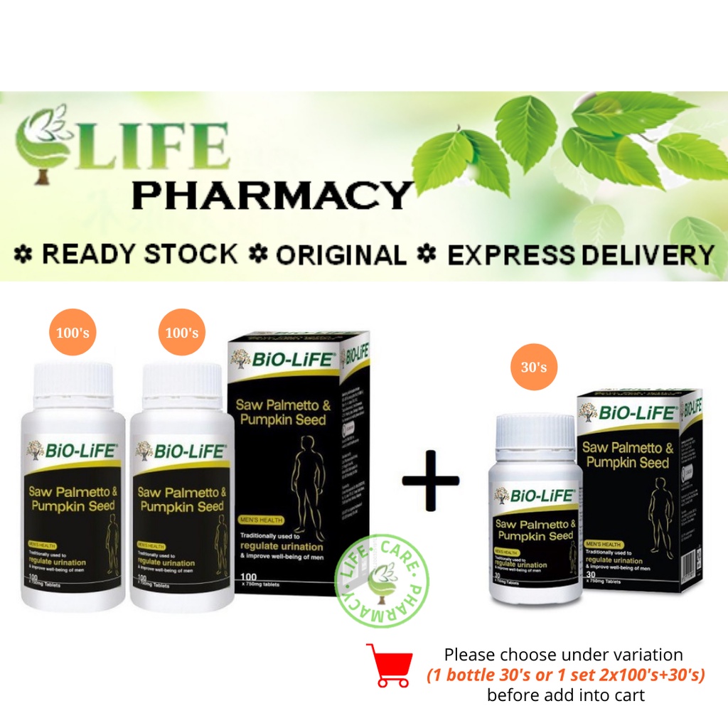Bio life/biolife Saw Palmetto Pumpkin Seed ( 2x100's + 30's [ Expiry 3