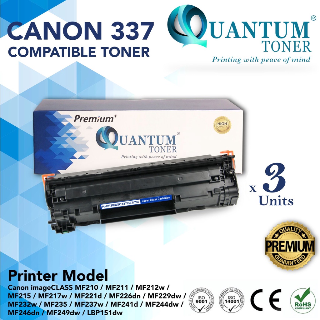 3x Canon 337 Cartridge 337 Compatible Toner Mf210 Mf211 Mf212w Mf215 Mf217w Mf232w Mf241d Mf235 8240