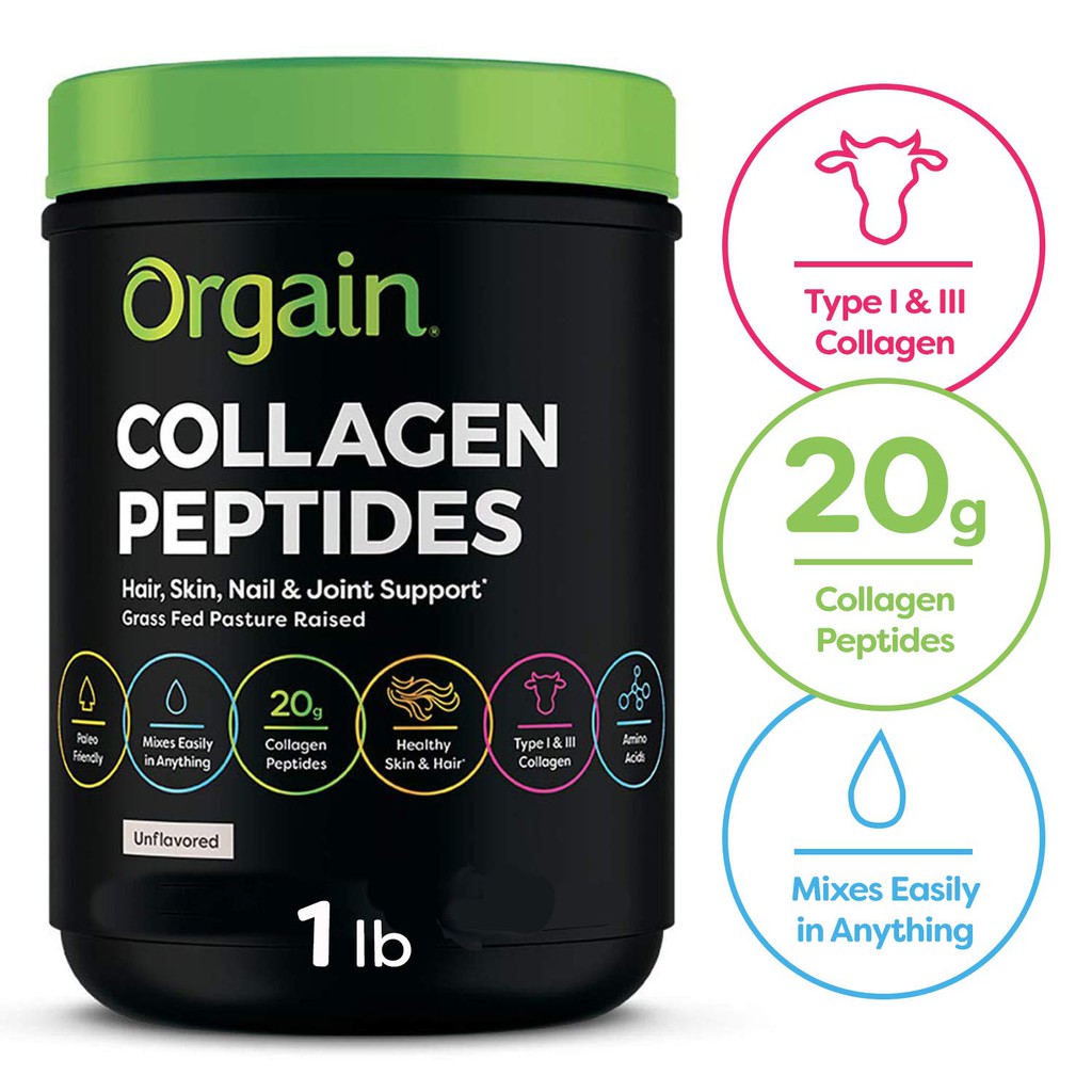 Orgain Grass Fed Hydrolyzed Collagen Peptides Protein Powder, Collagen ...