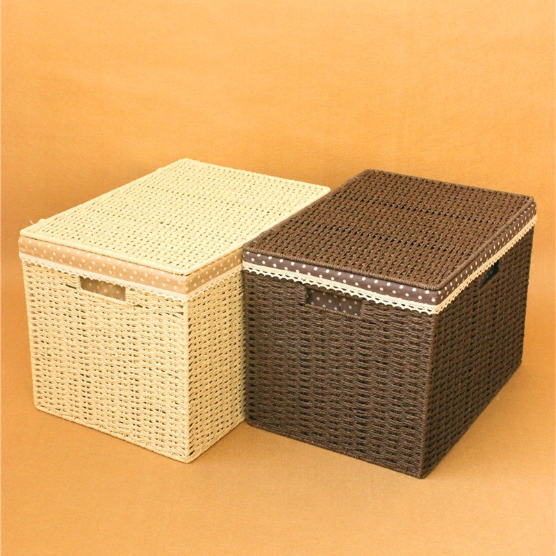 Extra Large Straw Storage Box With Cover Wardrobe Woven Box