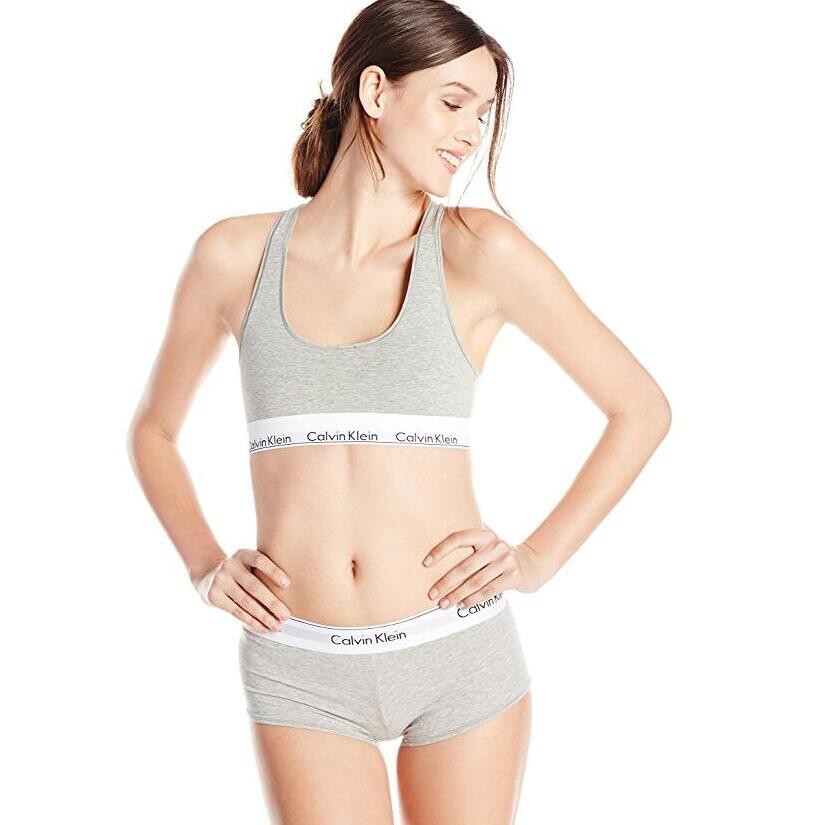 womens grey calvin klein underwear set