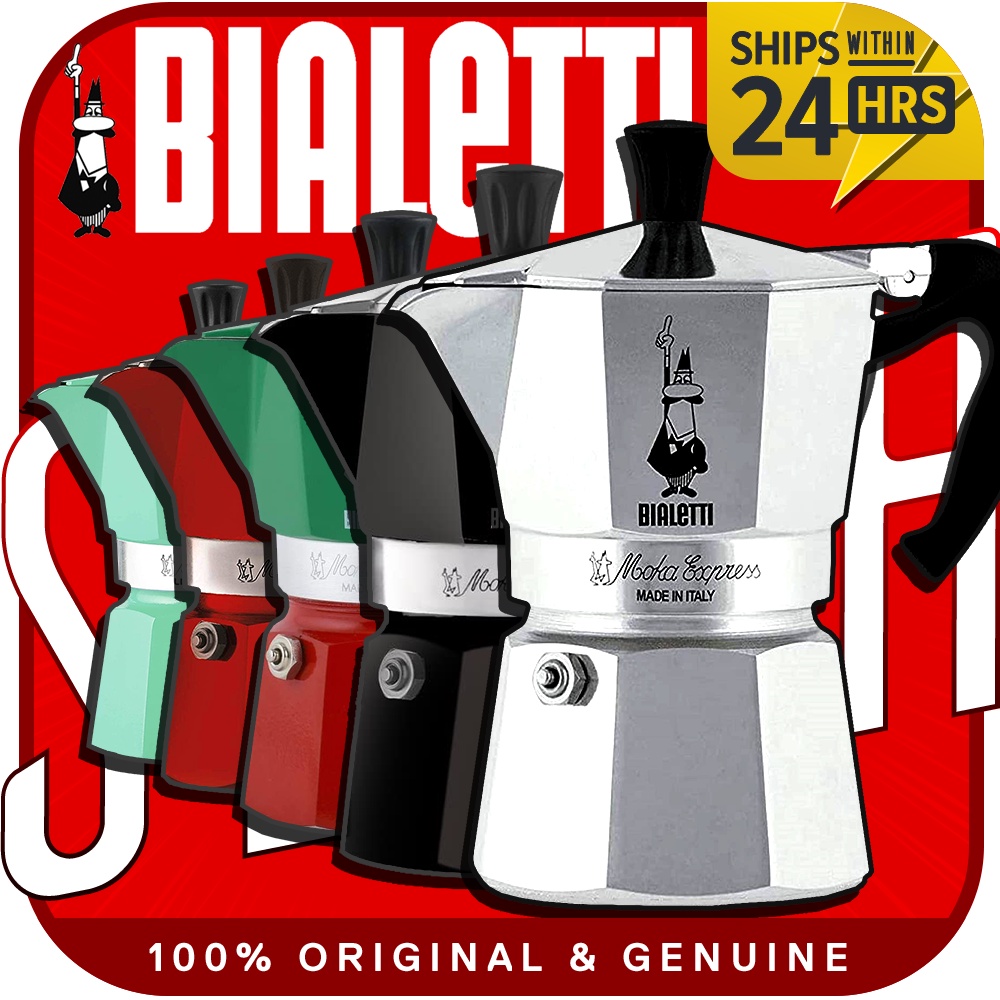 Bialetti Moka Express Stovetop Coffee Maker, Aluminium Silver Black