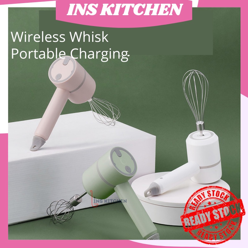 InsKitchen 💥READY STOCK💥 STYLISH WIRELESS HAND MIXER AND OR ADDITIONAL FOOD CHOPPER 时尚轻巧无线电动打蛋器充电家用小型奶油自动打发器蛋糕烘焙手持充电搅拌机器