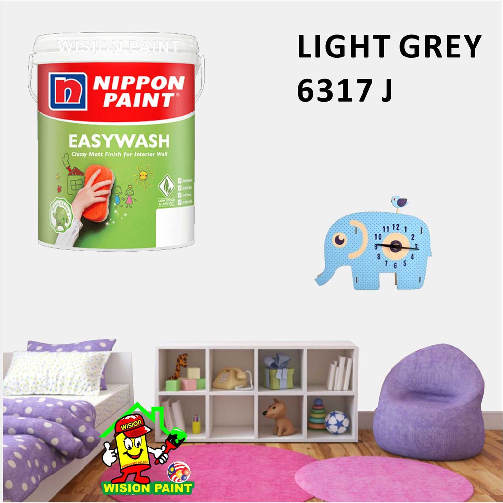 Light Grey 6317 J ( 5L ) Nippon Paint Interior Vinilex Easywash Lustrous /  Easy Wash / Easy Clean | Shopee Malaysia