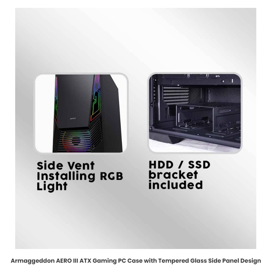 ARMAGGEDDON AERO III ATX GAMING PC CASE WITH TEMPERED GLASS SIDE PANEL DESIGN | Shopee Malaysia