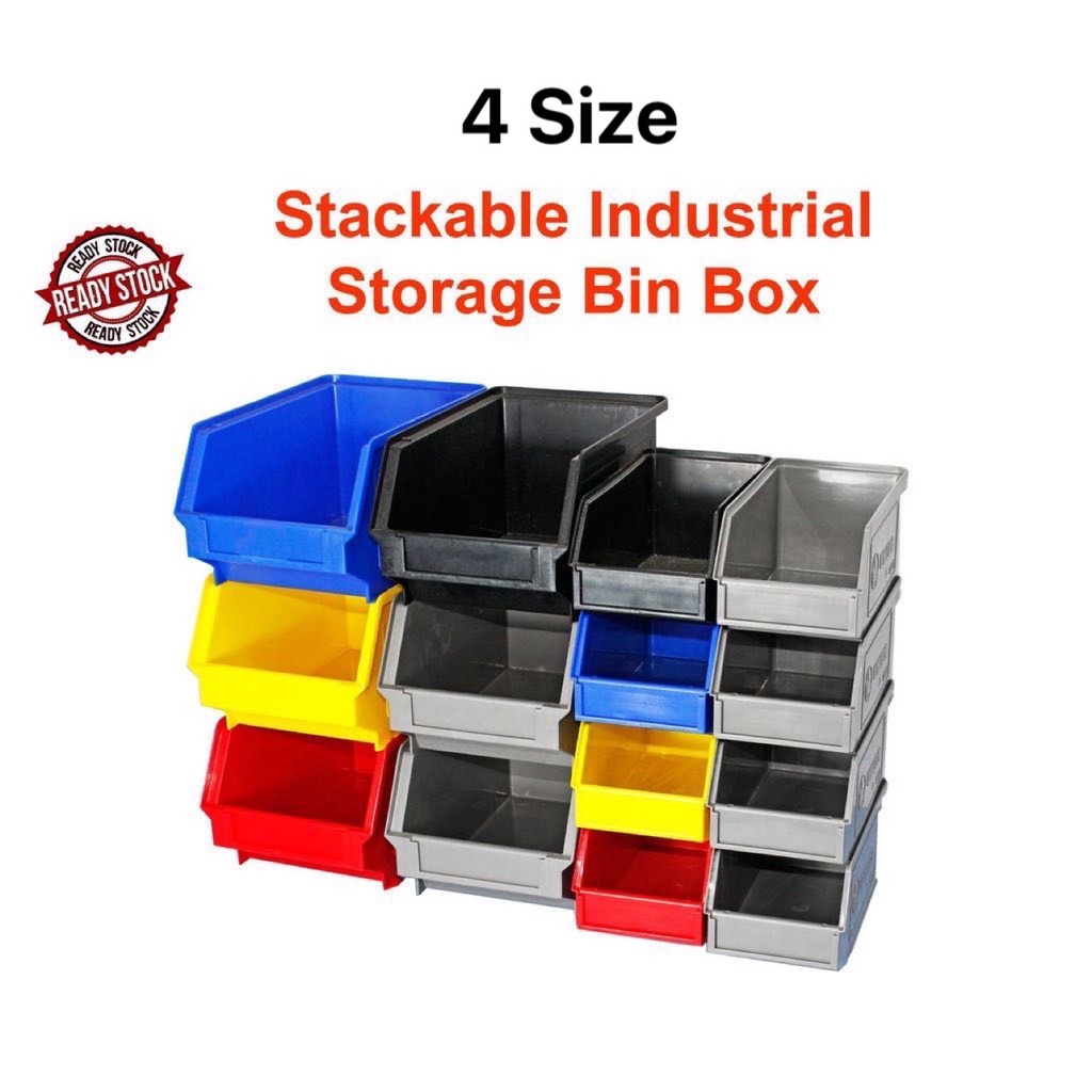 Unica Wall-Mounted Front-Vent Stackable Industrial Container Box Heavy Duty Hardware Spare Parts Storage Bin Tray Rack