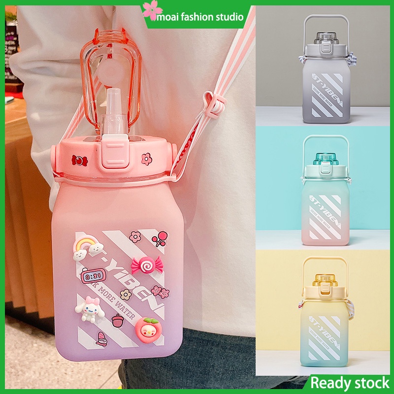 (moai)Ready Stock 1500ml sporty water bottle Cute Portable student ...