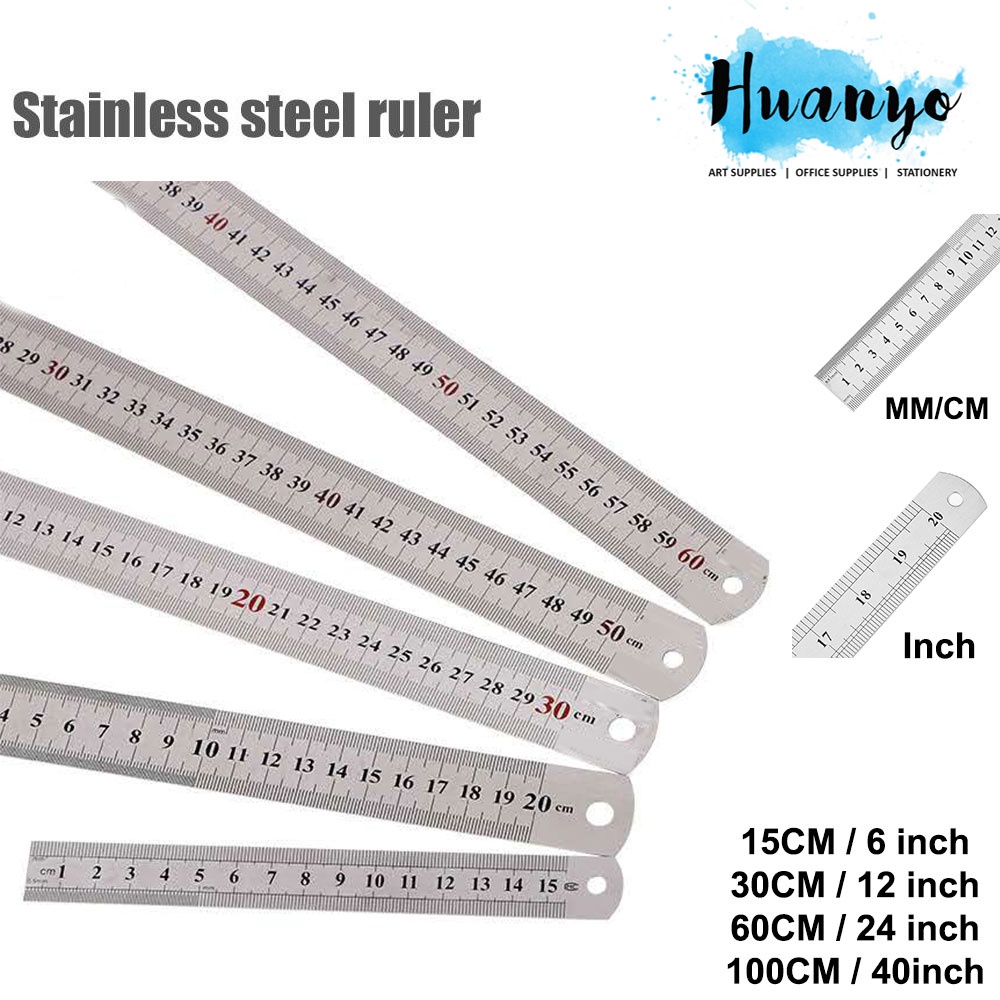 Standard Stainless Steel Metal Ruler (15cm/6 inch,30cm/12 inch,60cm/24
