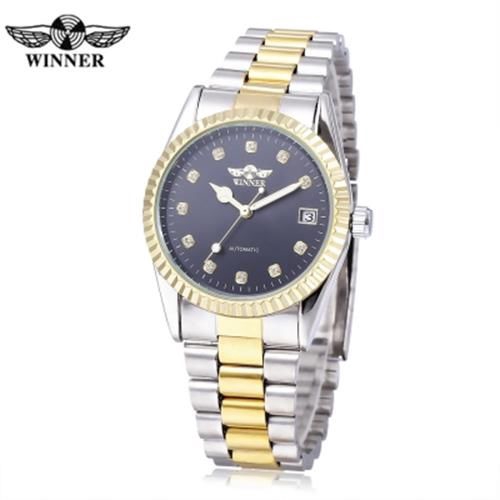 MEN AUTO MECHANICAL WATCH LUMINOUS POINTER ARTIFICIAL DIAMOND