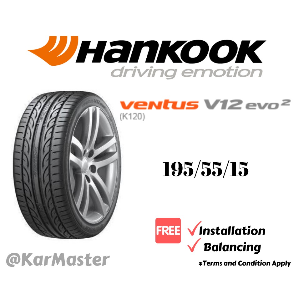195 55 15 Hankook Ventus V12 Evo 2 With Installation Shopee Malaysia