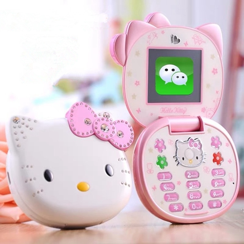 Cute Mini Hello  Kitty  Girl Phone  K688 Quad Band Flip 