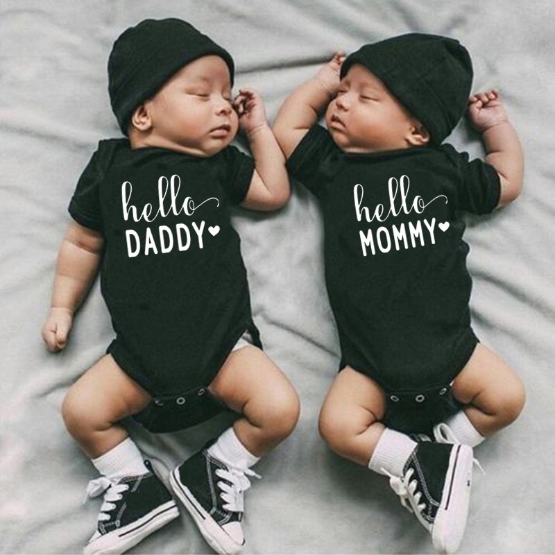 Hello Daddy Mommy Printed Newborn Baby Bodysuit Cotton Baby Boy Girl Short  Sleeve Romper Jumpsuit Body Baby Clothes | Shopee Malaysia