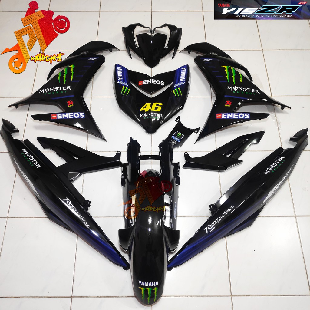 Yamaha Y15ZR Y15 V1 V2 Cover Set Full Black Monster GP Black | Shopee ...