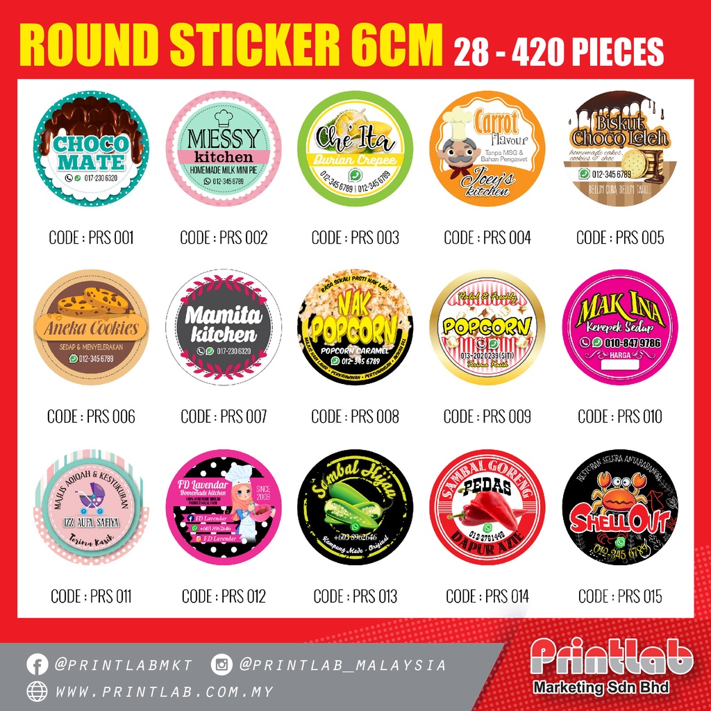 STICKER BULAT 6CM PRODUK LABEL HIGH QUALITY MURAH (KATALOG DISEDIAKAN ...