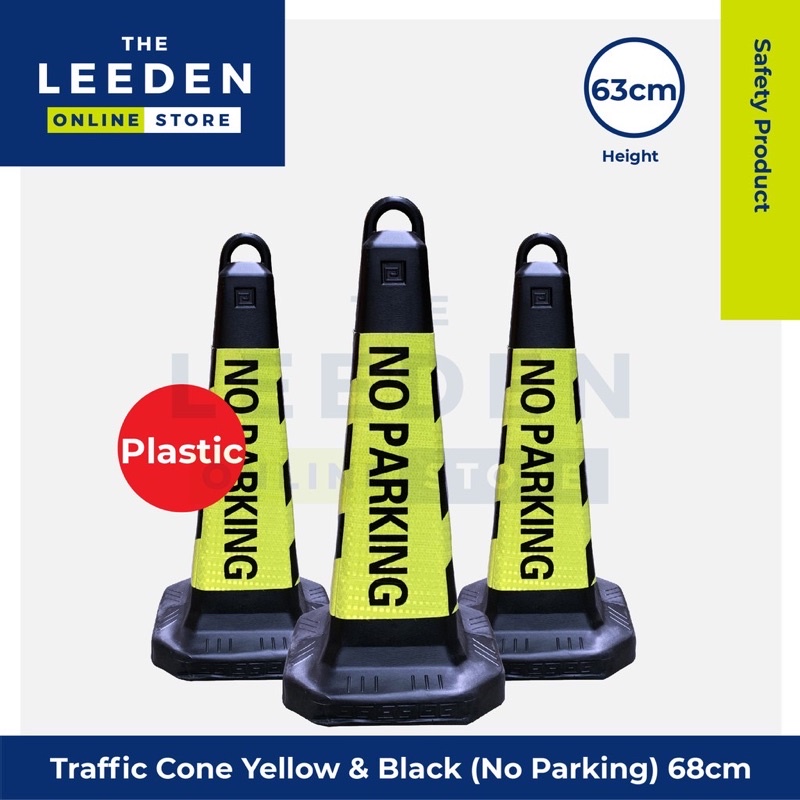 Safety Plastic Traffic Cone No Parking Yellow / Black 63cm