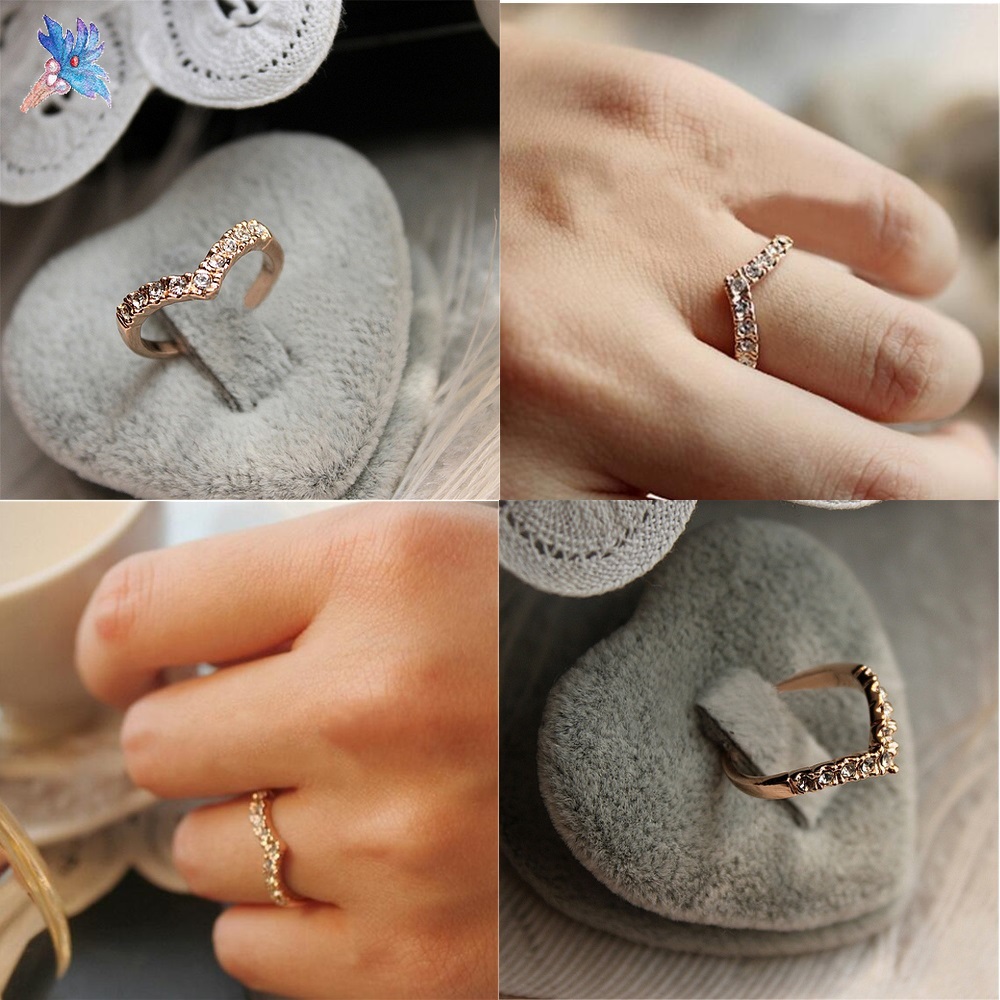 Korean The Classic V-Shaped Unique Design Diamond-Encrusted Little Finger  Ring | Shopee Malaysia