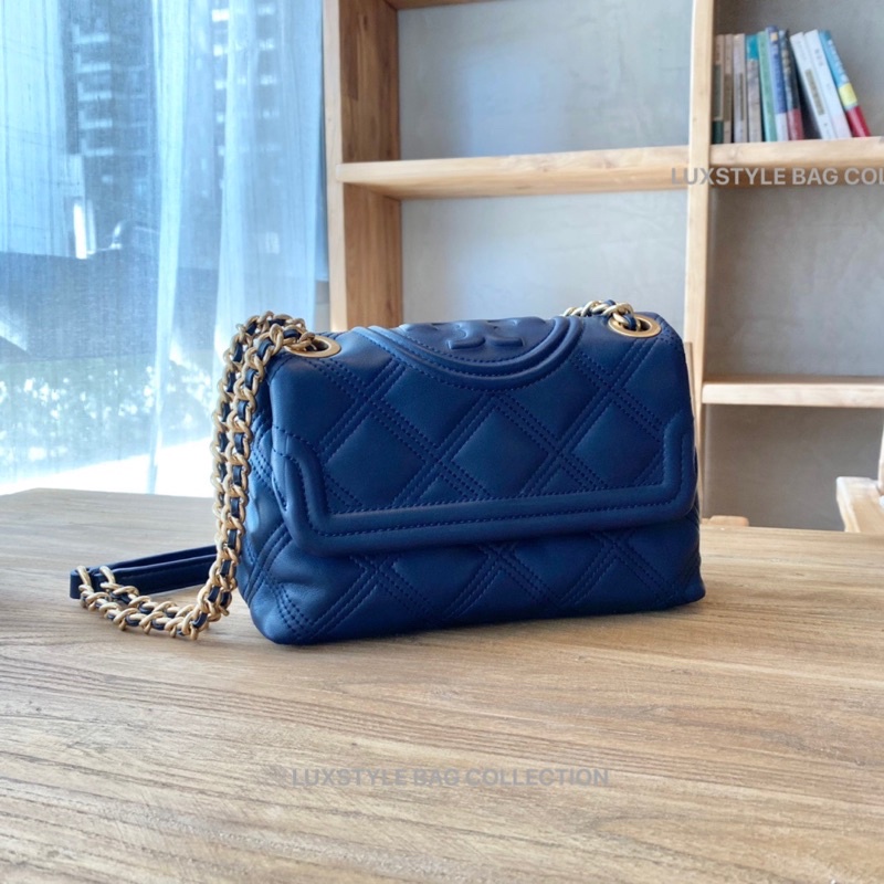 Small) Authentic Original Tory Burch Fleming Convertible Shoulder Bag Royal  Deep Blue | Shopee Malaysia