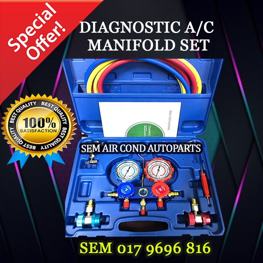 MANIFOLD GAUGE AIR COND METER SET DIAGNOSTIC R12 R134A (CAR AIRCOND