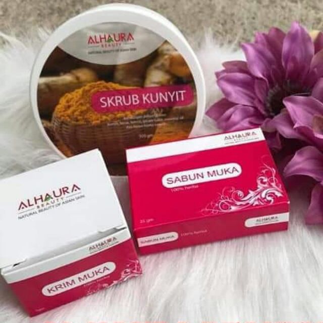 Set Ekonomi Krim Herba, Sabun Muka & Skrub Kunyit 100% Herba