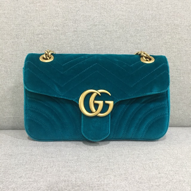 gucci velvet blue bag