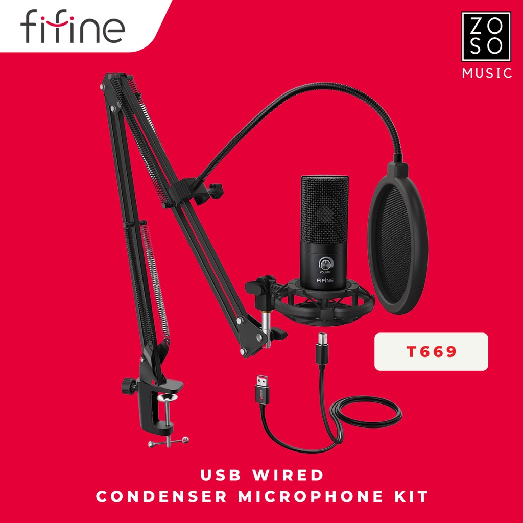 FIFINE T669 USB CONDENSER MICROPHONE KIT FULLSET (FIFINE/ T669/ USB CONDENSER MIC/ MIC